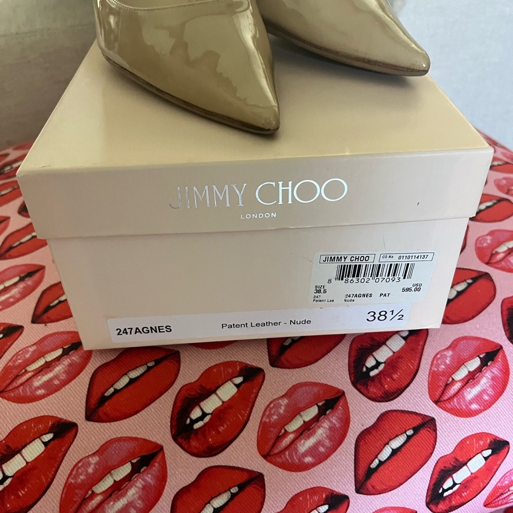 Classic Jimmy Choo Agnes Pump in Nude Patent Leather. Excellent condition - Picture 4 of 4